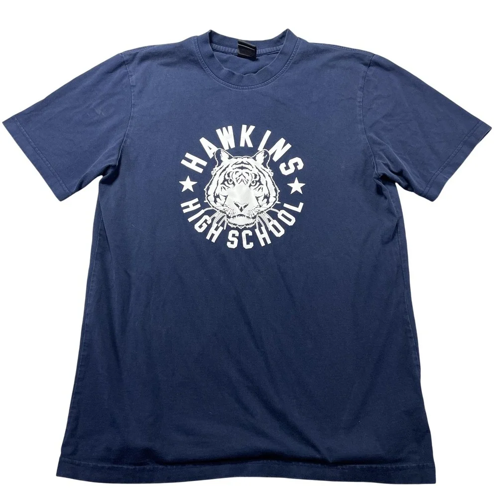 Nike Stranger Things Hawkins High School Shirt Mens Medium Blue Graphic Tee